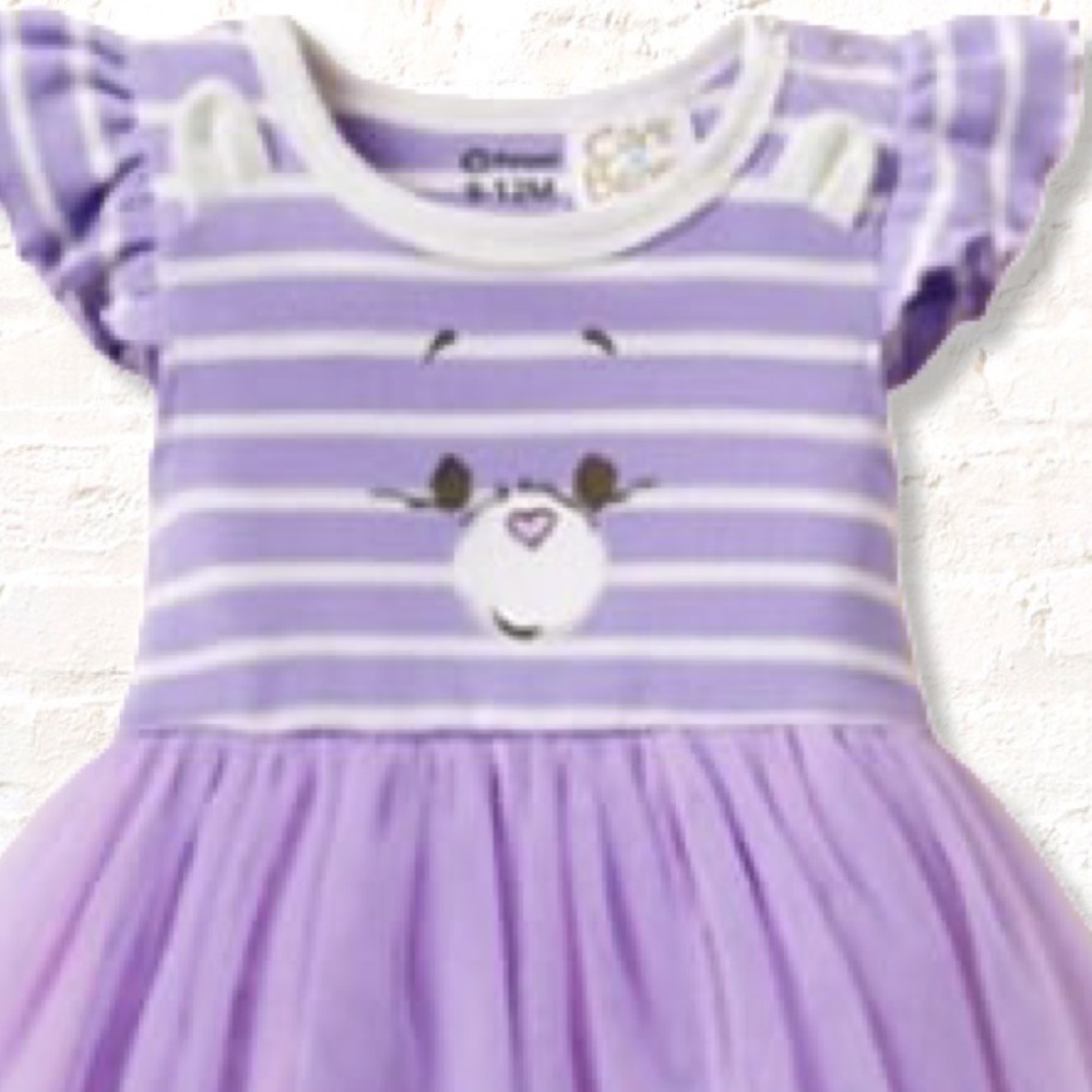 Care Bears Baby Girl Purple Striped Tutu Romper 6-9 / 9-12 months - Picture 2 of 4